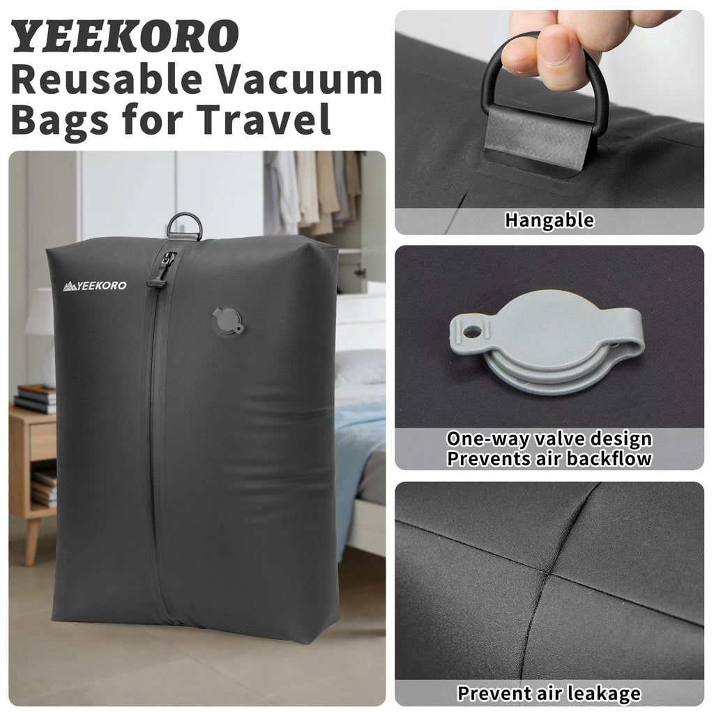 IPX8 Waterproof Reusable Travel Vacuum Compression Bags for Suitcases