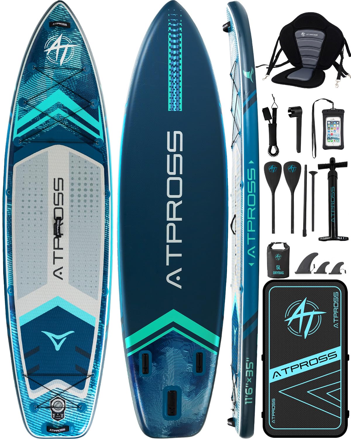 Extra Wide Inflatable Stand Up Paddle Board with SUP Kit and Backpack