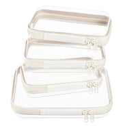 4 Piece Clear Hard Shell Zipper Pouches Travel Toiletry Organizer