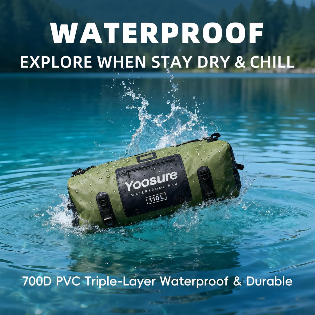 110L Waterproof Duffel Bag Marine Dry Bag for Camping Kayaking