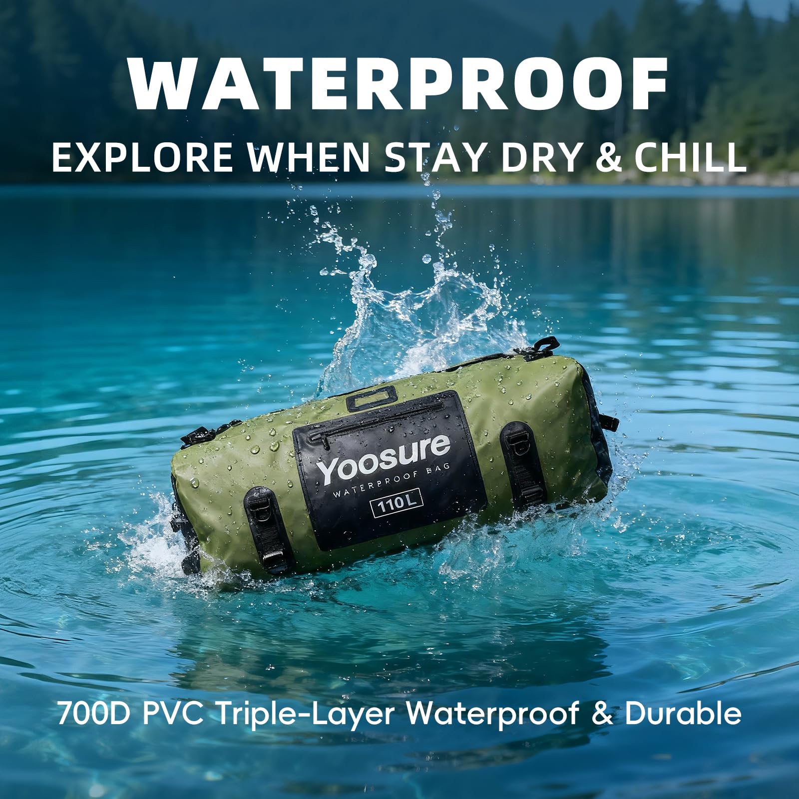 110L Waterproof Duffel Bag Marine Dry Bag for Camping Kayaking