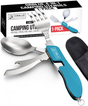 2 Pack Stainless Steel 4 in 1 Camping Utensils with Bottle Opener