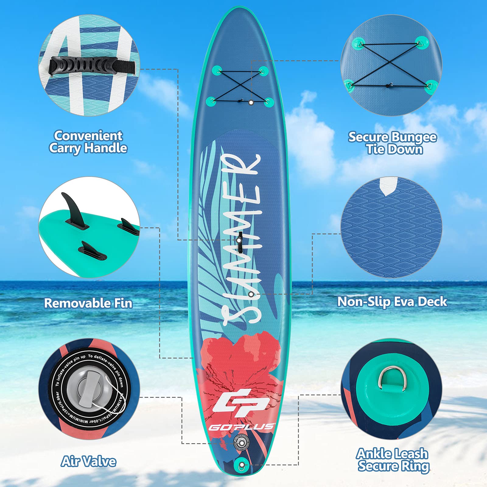 Inflatable Stand Up Paddle Board with Adjustable Paddle and SUP Kit