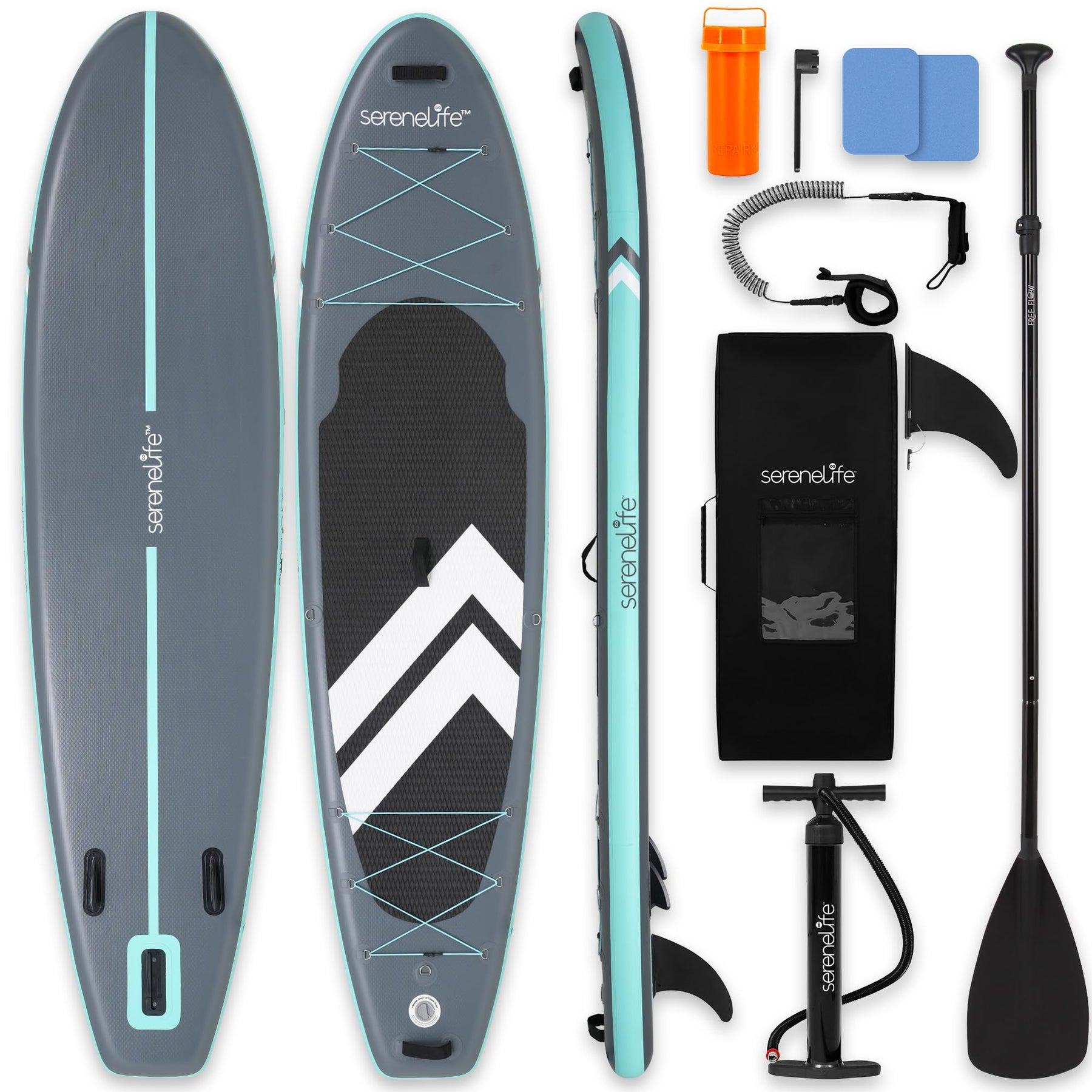 Wide Stable Inflatable Stand Up Paddle Board with SUP Kit and EVA Deck
