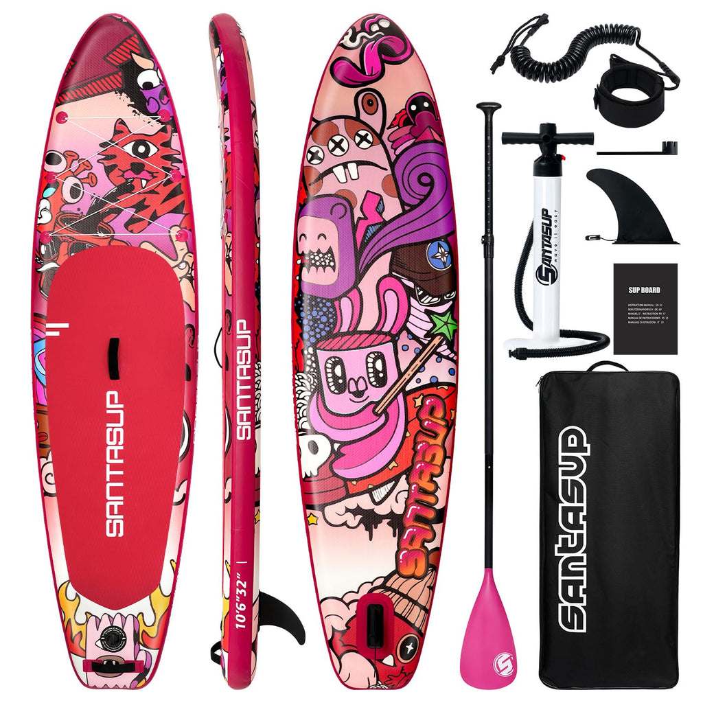 Wide Inflatable Stand Up Paddle Board with Accessories and EVA Deck
