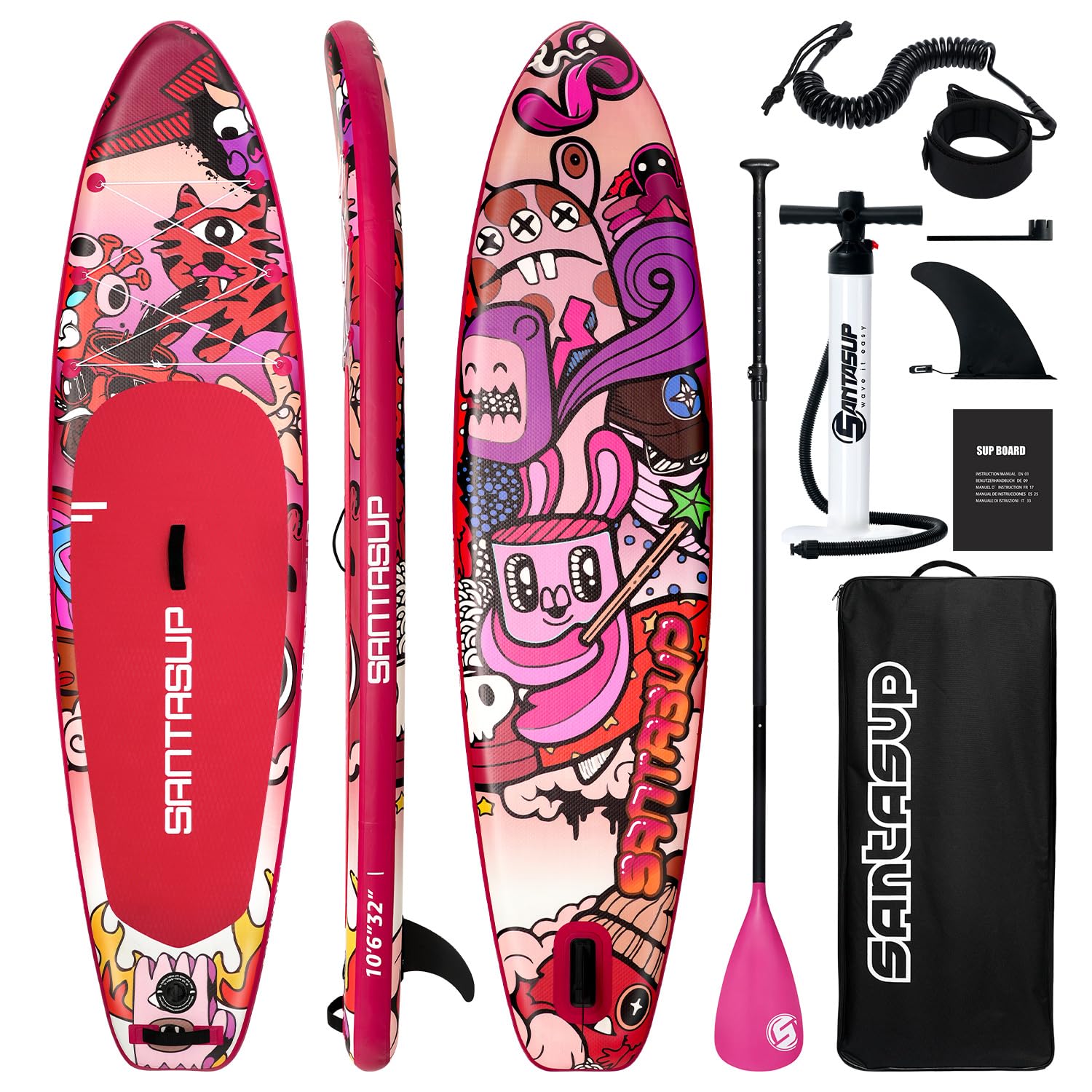 Wide Inflatable Stand Up Paddle Board with Accessories and EVA Deck