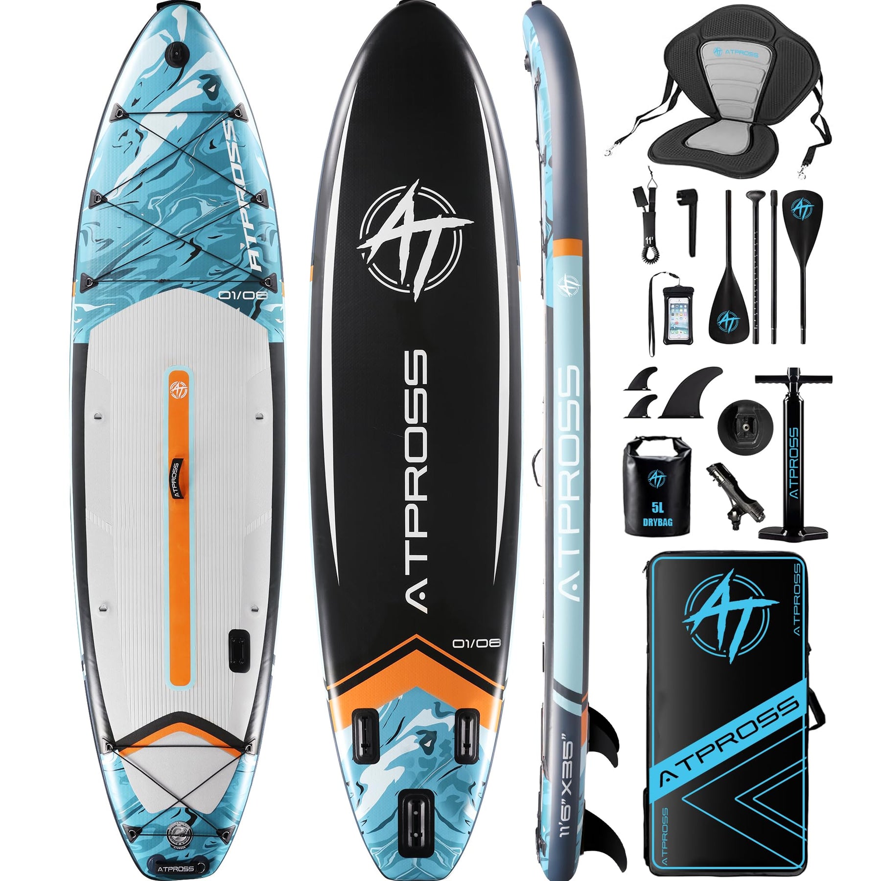 Extra Wide Inflatable Stand Up Paddle Board with SUP Kit and Backpack