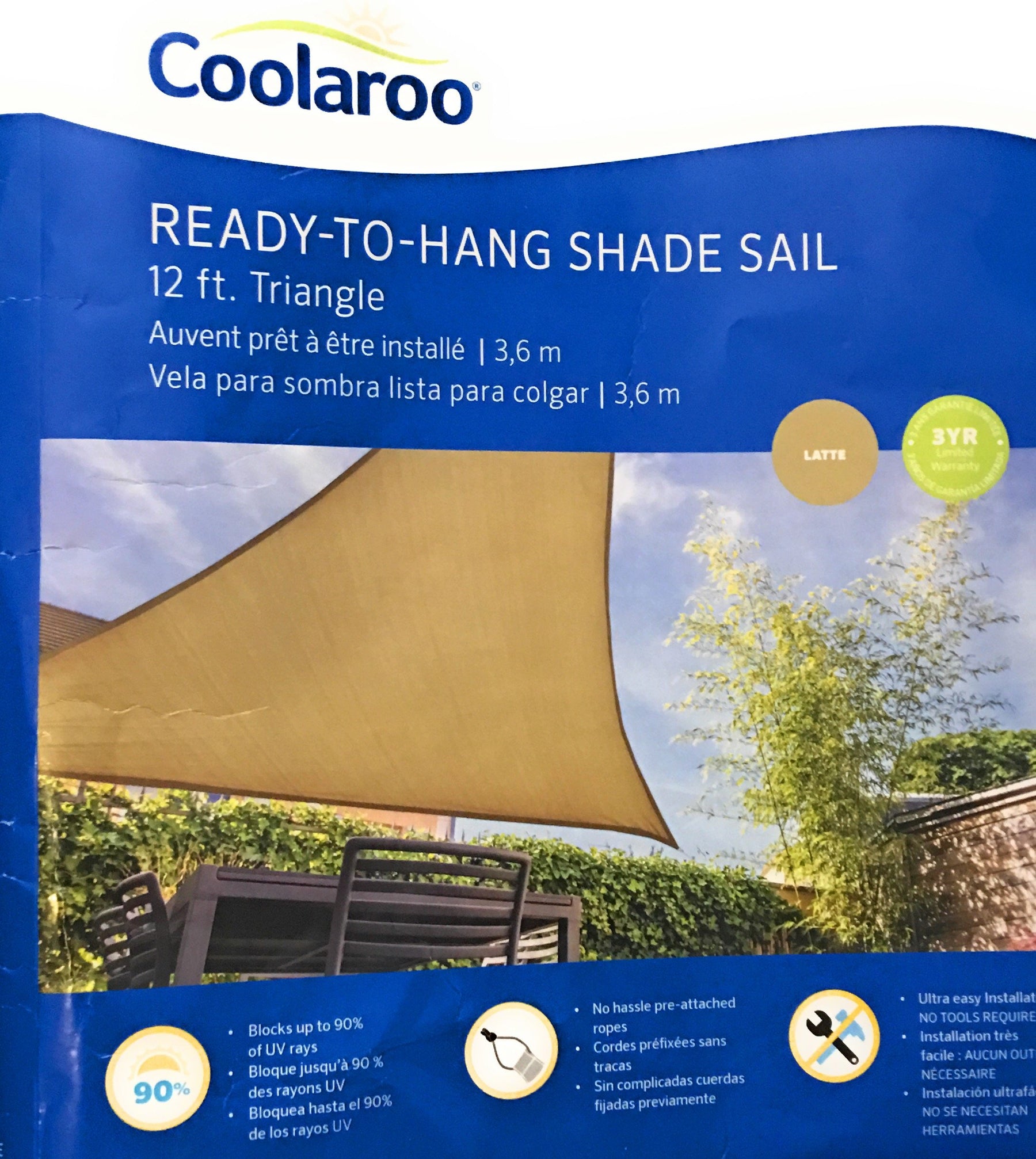 90 Percent UV Block Heavy Duty Ready to Hang Sun Shade Sail