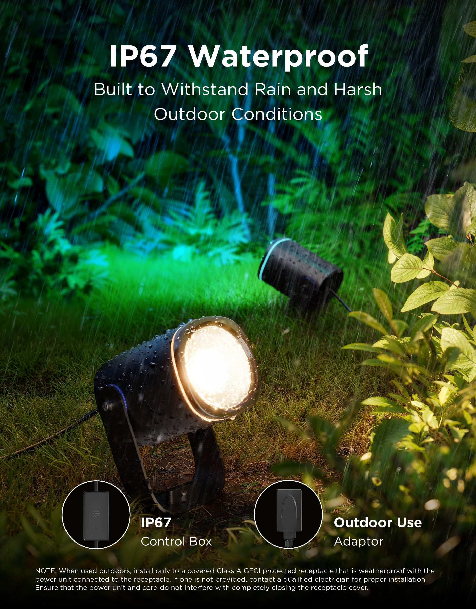 IP67 Waterproof Smart Outdoor Spot Lights RGBWIC Landscape Lighting