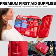 Large Waterproof First Aid Kit with Wound Closure Strips for Travel Camping