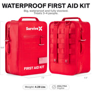 Large Waterproof First Aid Kit with Wound Closure Strips for Travel Camping