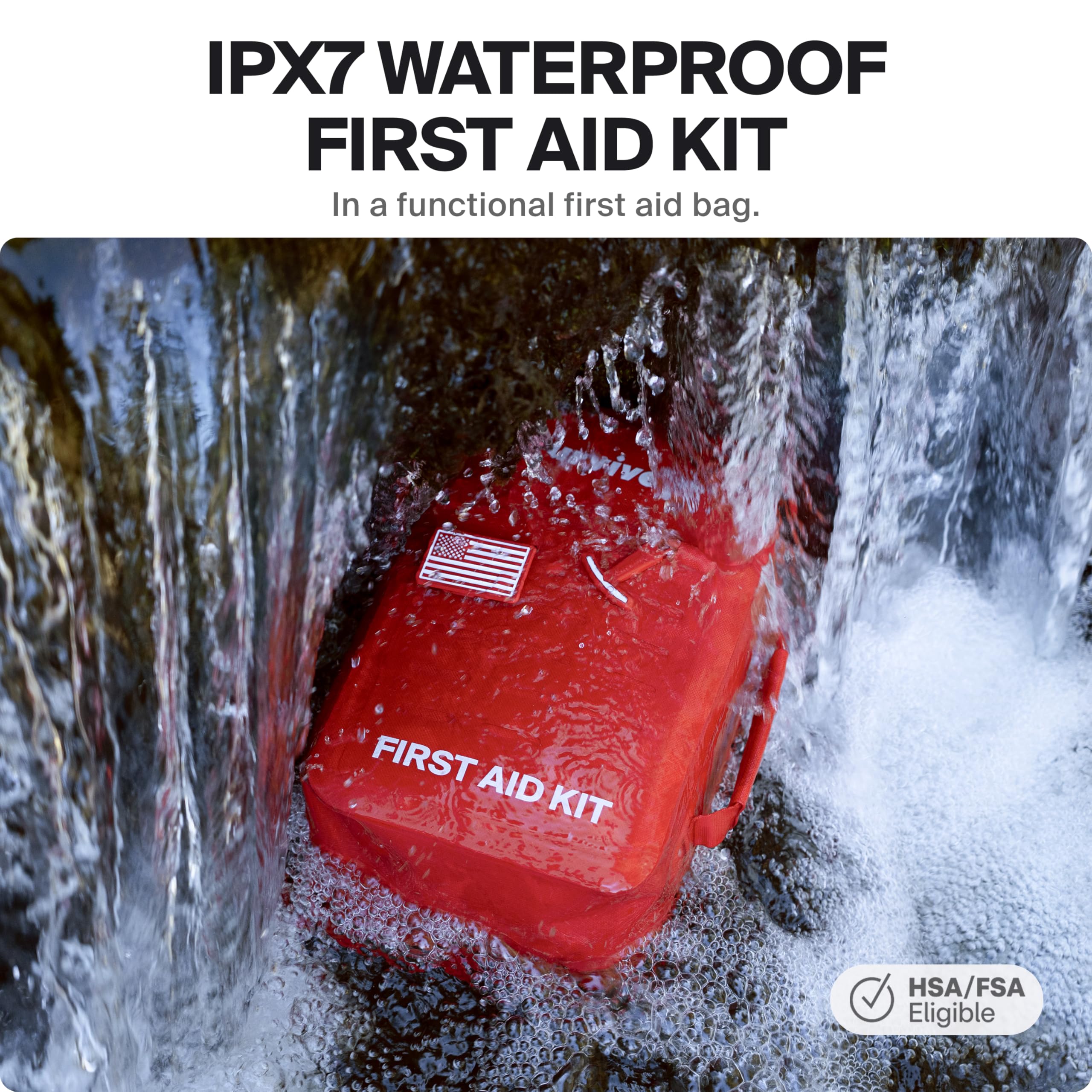 Large Waterproof First Aid Kit with Wound Closure Strips for Travel Camping